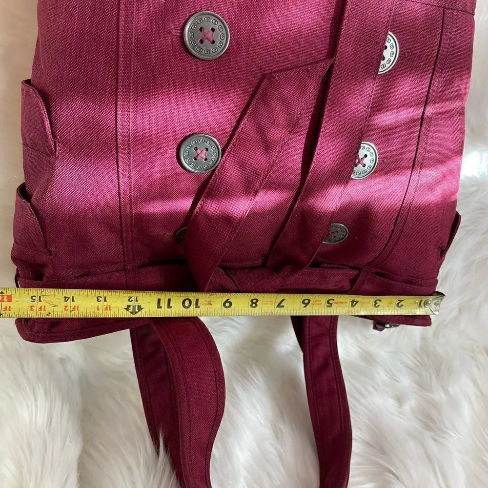 OGIO burgundy canvas large laptop tote with decorative belt fully padded